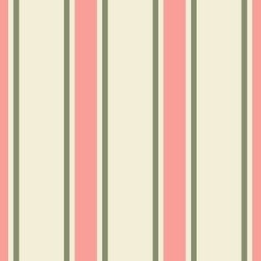 Stripes - pink green & off-white