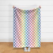 Jumbo Checkerboard Rainbow Gradient and White Checkers multicolored checked Squares Check
