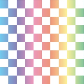 Jumbo Checkerboard Rainbow Gradient and White Checkers multicolored checked Squares Check