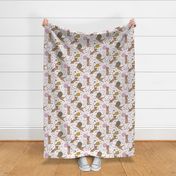 Kitty Court Sports Pink & White Medium - Pets, Cats, Basketball, Volleyball, Pickleball, Kids, Children’s, Fun, Cute, Clothing, Bedding, Bags, Wallpaper, Home Decor, Playroom, Recreation, Girls, Activities, Yellow, Sage, Brown 