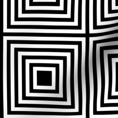 Optical Illusion Concentric Squares | Black & Ivory