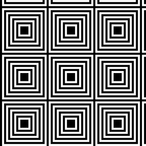 Optical Illusion Concentric Squares | Black & Ivory