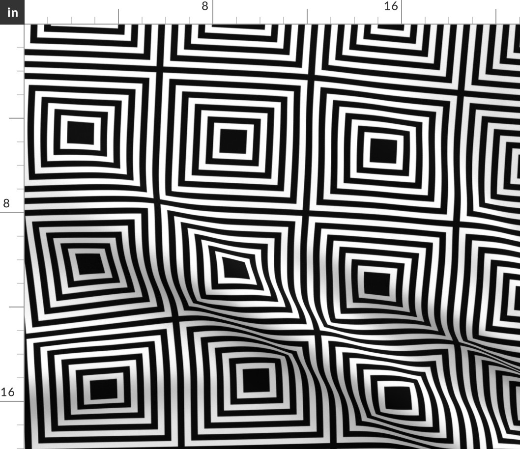 Optical Illusion Concentric Squares | Black & Ivory