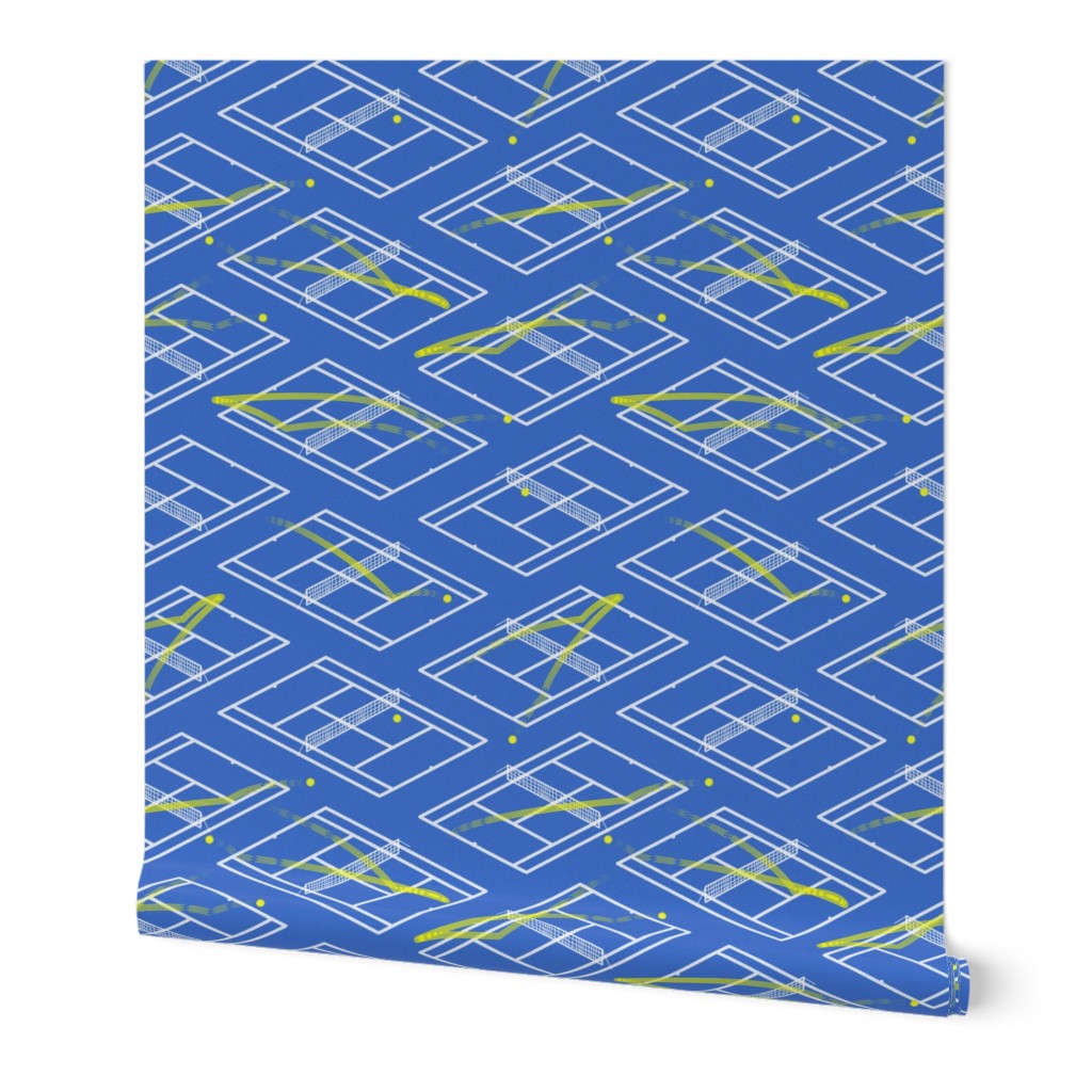 (L) tennis courts blue yellow white large 12 inch