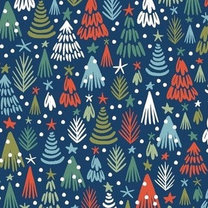 Happy Trees Navy Bright Christmas