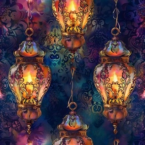 Magical Hanging Gold & Colorful Lanterns