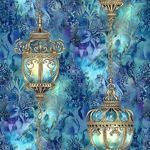 Bright Blue & Teal Magical Hanging Lanterns