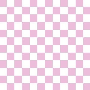 Checkerboard pattern  in Pastel Pink and White checked checkered squares, small scale half inch squares 