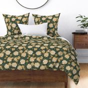 (L) Golden Roses for Beloved | Olive Emerald Dark Green | Large Scale