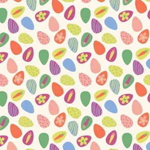 easter eggs bright on cream background