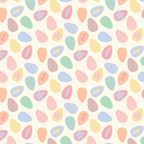 easter eggs pastel cream background