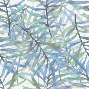 Watercolor Ferns Medium / Blue Green / Leaves 