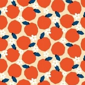 Geometric Oranges & Daisies on Cream - 3x3