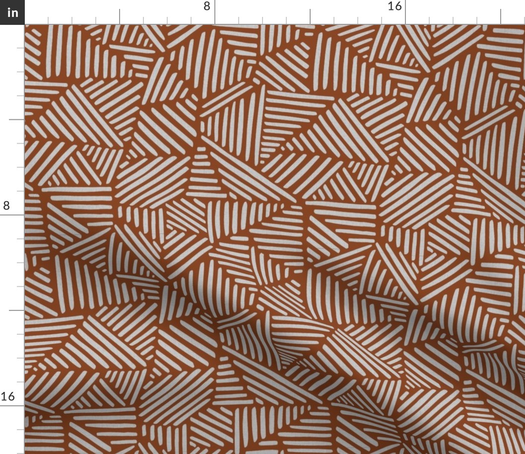 Dark terracotta orange red with geometric pattern boho 