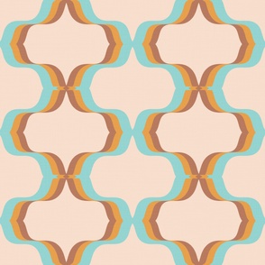 RETRO GEOMETRIC : AQUA : MUSTARD : BROWN