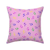 Multicolor Musical Eighth Notes on Pink