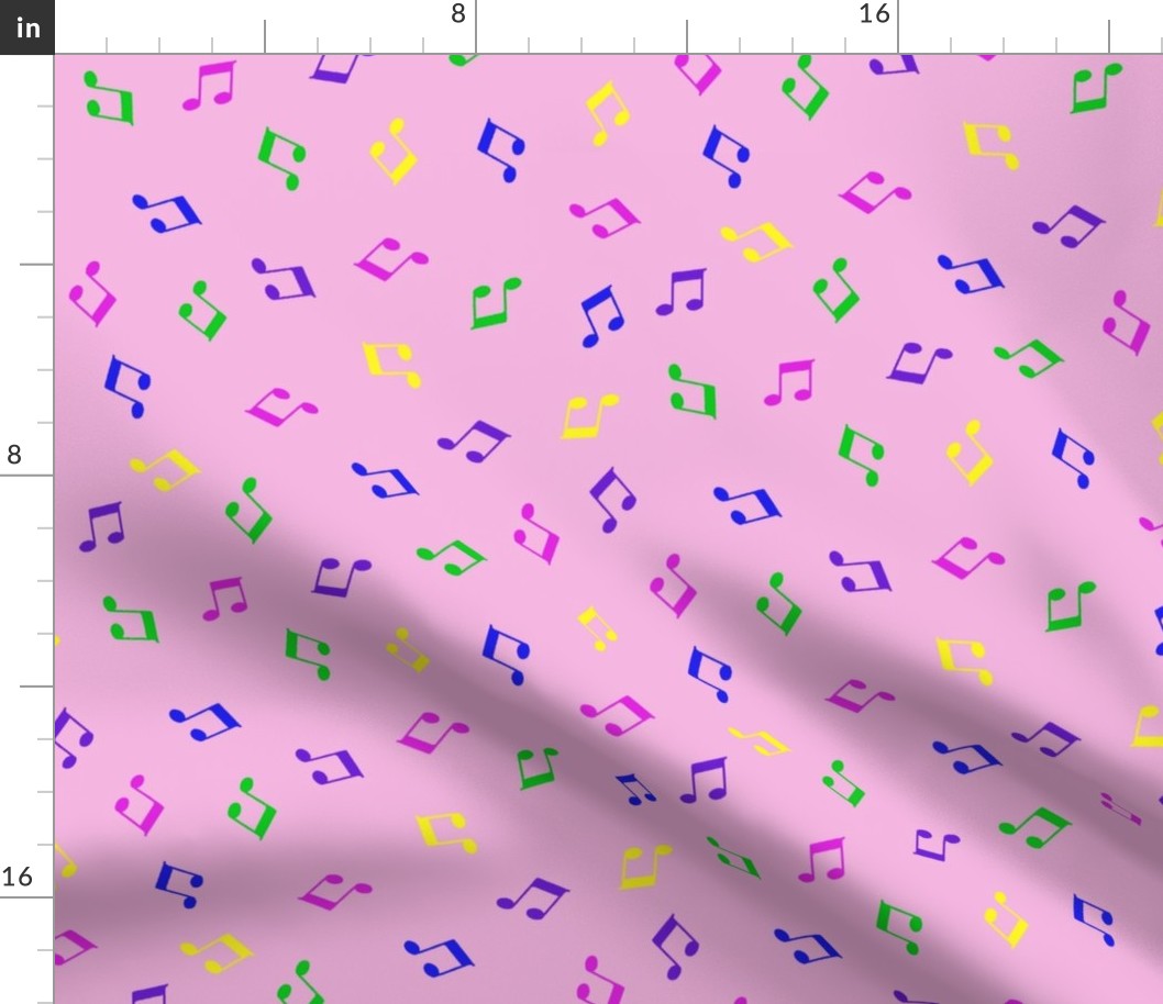Multicolor Musical Eighth Notes on Pink