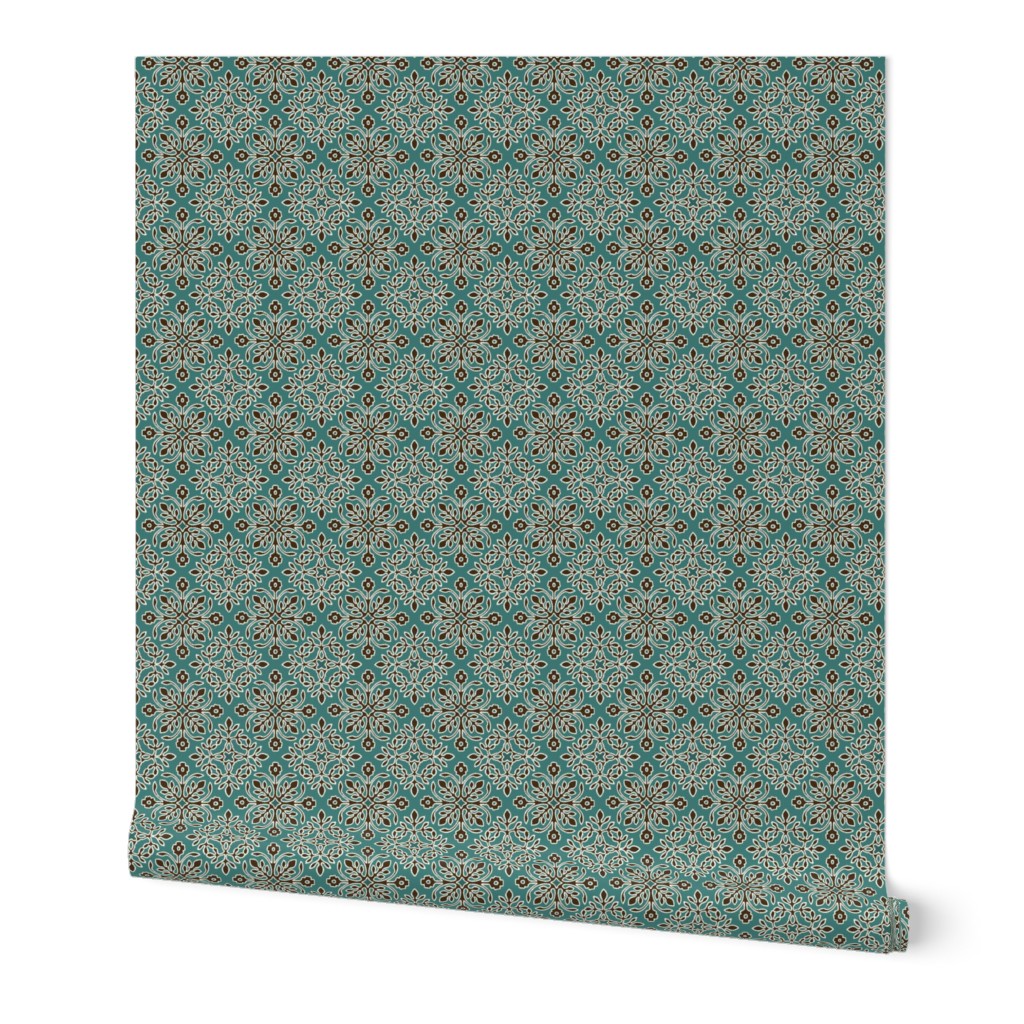 2-Papercuts diagonal - vector - with outlines - brown & cream on bluegreen-sm