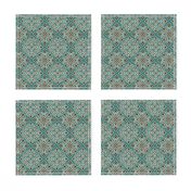 2-Papercuts diagonal - vector - with outlines - brown & cream on bluegreen-sm