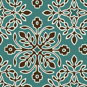 2-Papercuts diagonal - vector - with outlines - brown & cream on bluegreen-lg