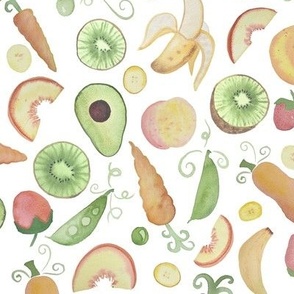 Tender tastings - first baby foods, fruits and veggies watercolor