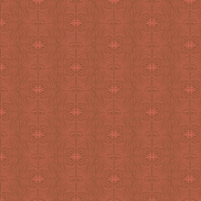 Mirrored Block Print Shell Brown on Red