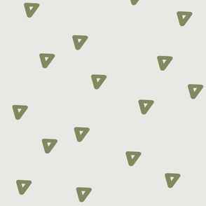 Rough hand drawn triangle outline - tossed triangle Shaped geometric - medium - Slate Green on Light Beige