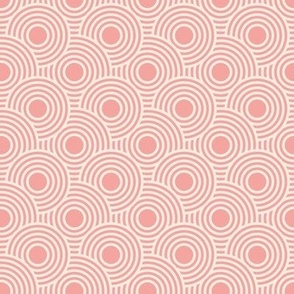 390 - Smallscale Baby pink and off white concentric circles graphic modern reminiscent of bullseye target practice or old vinyl records - for bold retro wallpaper, curtains, table cloths, duvet covers and sheet sets.