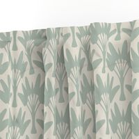 Jaipur Palm Tropical Blockprint - Mint on Cream