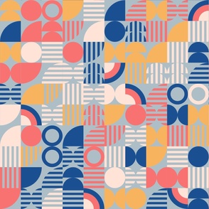 Retro Bauhaus Mid Mod Geometric Shapes - Colorful Vintage Abstract Bold Minimalism