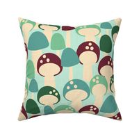big spotty mushrooms -  green and brown