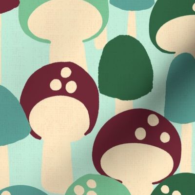 big spotty mushrooms -  green and brown