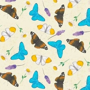 Medium-Butterflies, lavender & daisies-Cream