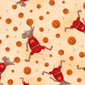 A sporty mouse playing basketball - large scale