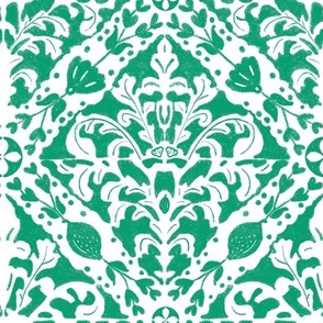Hand drawn Sicilian majolica inspired tiles pattern,  fresh mint 