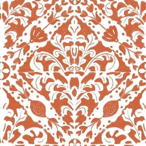 Hand drawn Sicilian majolica inspired tiles pattern,  terracotta, Benjamin Moore  topaz -070