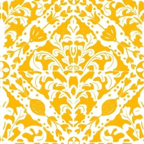 Hand drawn Sicilian majolica inspired tiles pattern,  yellow