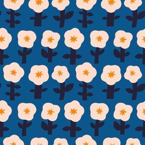 Simple floral pattern on a navy background