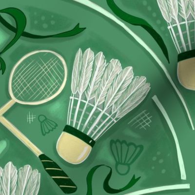 Large - Badminton Flourish Preppy Green