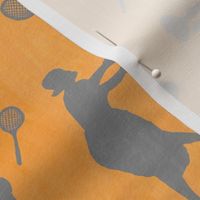 Vintage Tennis Players on golden yellow