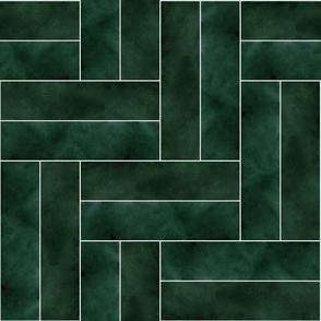 Double block herringbone pattern tiles dark green