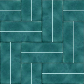 Double block herringbone pattern tiles emerald