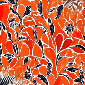 Block print peach flowers