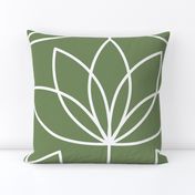 Art Deco Lotus Flower - sage - XLarge - green floral, deco floral, sage deco