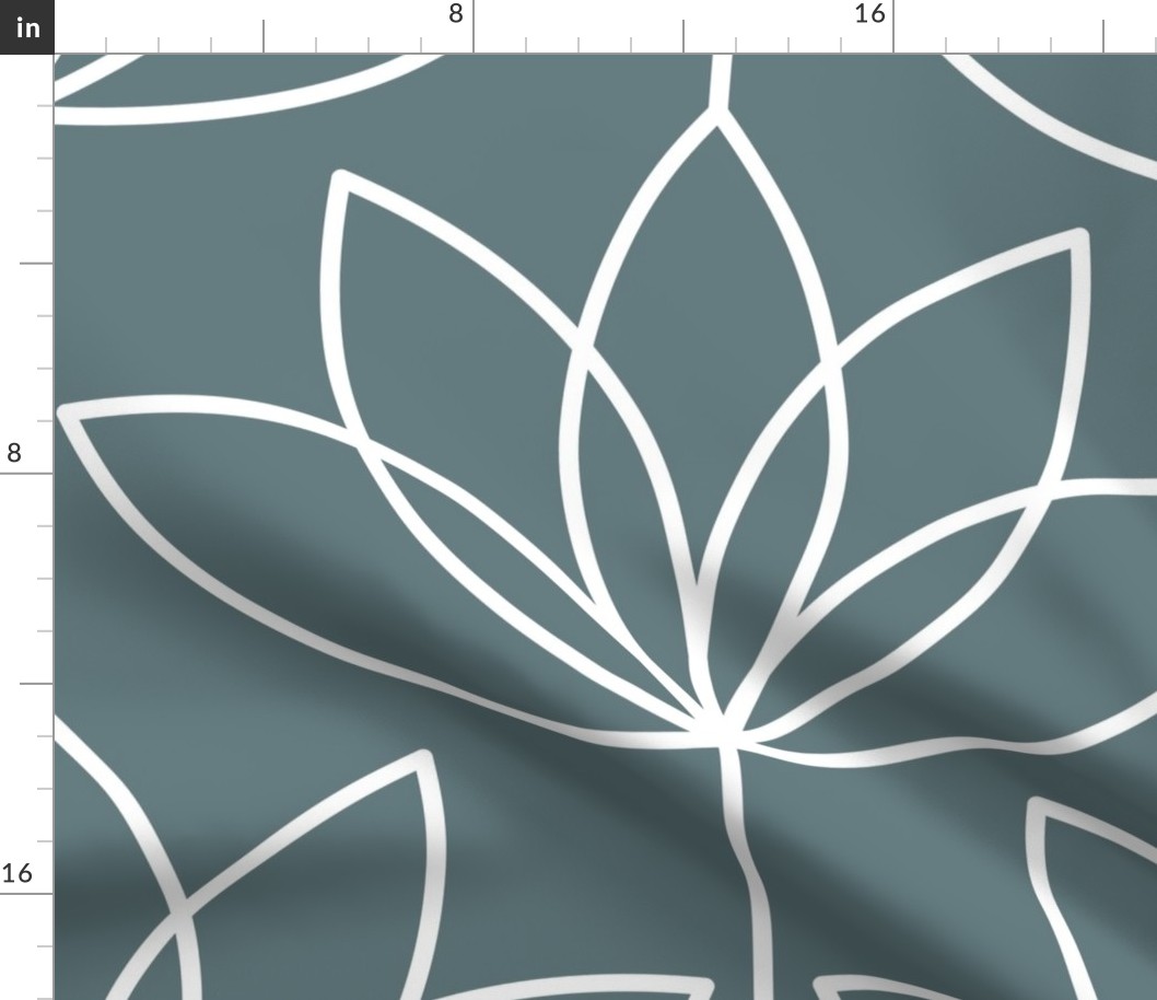 Art Deco Lotus Flower - slate - XLarge - deco wallpaper, art deco floral