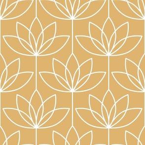 Art Deco Lotus Flower - honey - small - light brown, deco floral