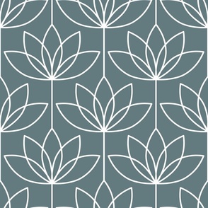 Art Deco Lotus Flower - slate - small - deco wallpaper, art deco floral