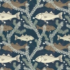  Fish Upholstery Fabric By The Yard, Bass Big Fish