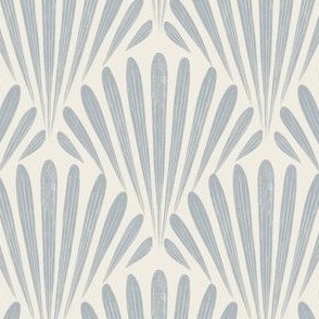 scallop fans _ creamy white_ french grey blue _ art deco geometric | custom size - 4 inch across the top of scallop