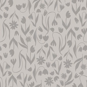Wildflower Silhouette Scatter Pattern in Shades of Taupe Beige.
